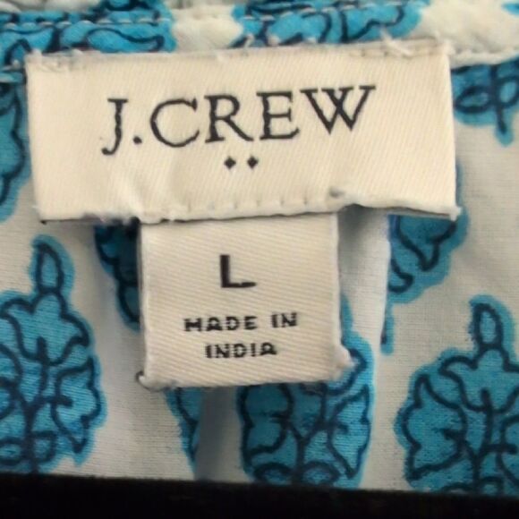 J. Crew Cotton Block Print Artist Blouse Top Size L - Picture 4 of 13